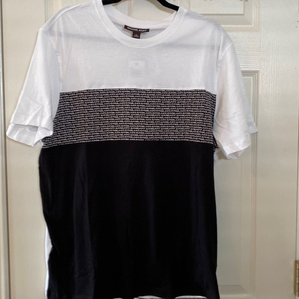 Michael Kors Black White Logo 100% Cotton Top XL